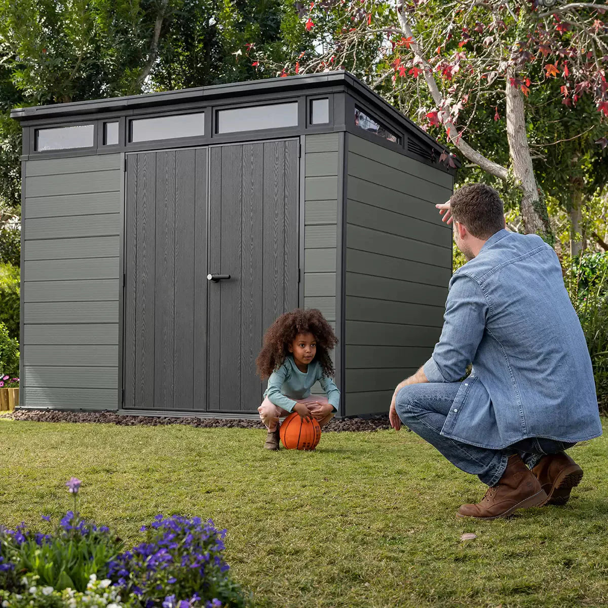 Keter 9x 7 Cortina Heavy Duty Plastic Pent Shed – Dark Green