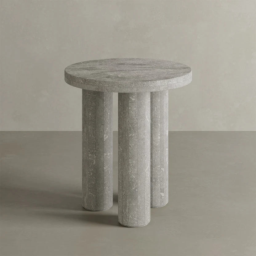Casoli Travertine Side Table, Grey