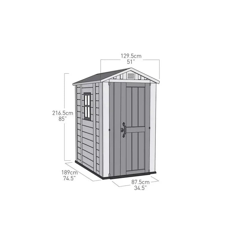 Keter 4×6 Factor Heavy Duty Plastic Garden Shed – Beige