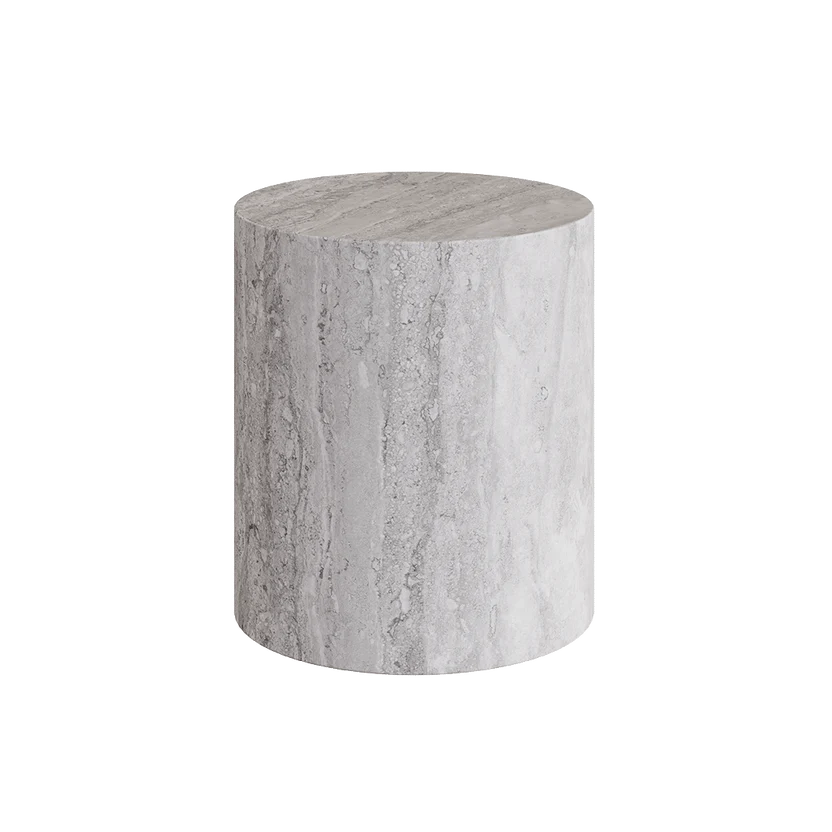 Porto Travertine Side Table, Grey