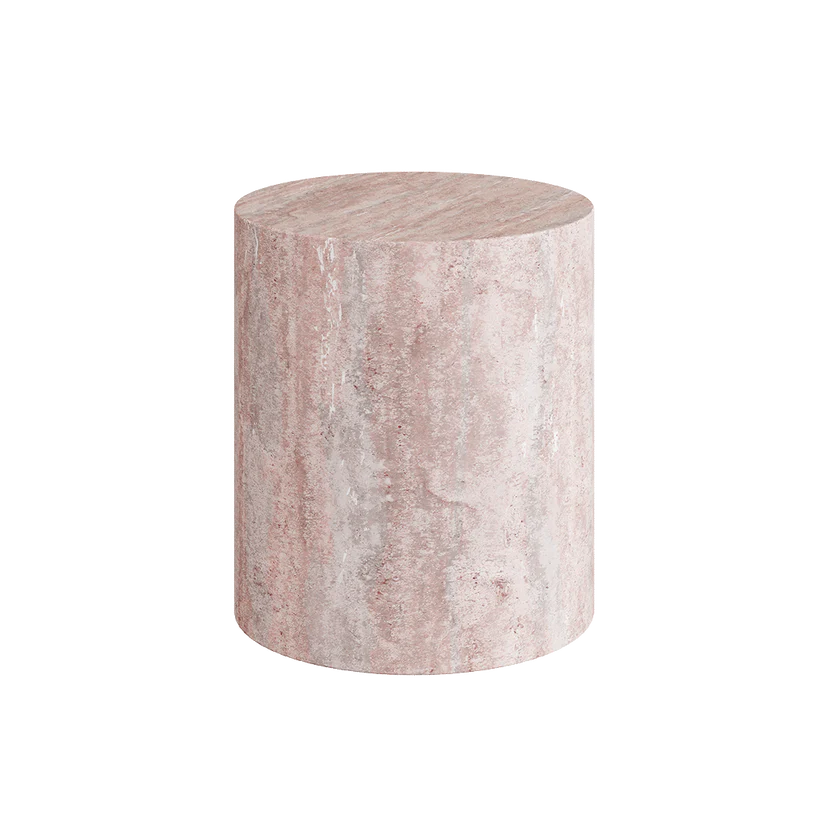 Porto Travertine Side Table, Red