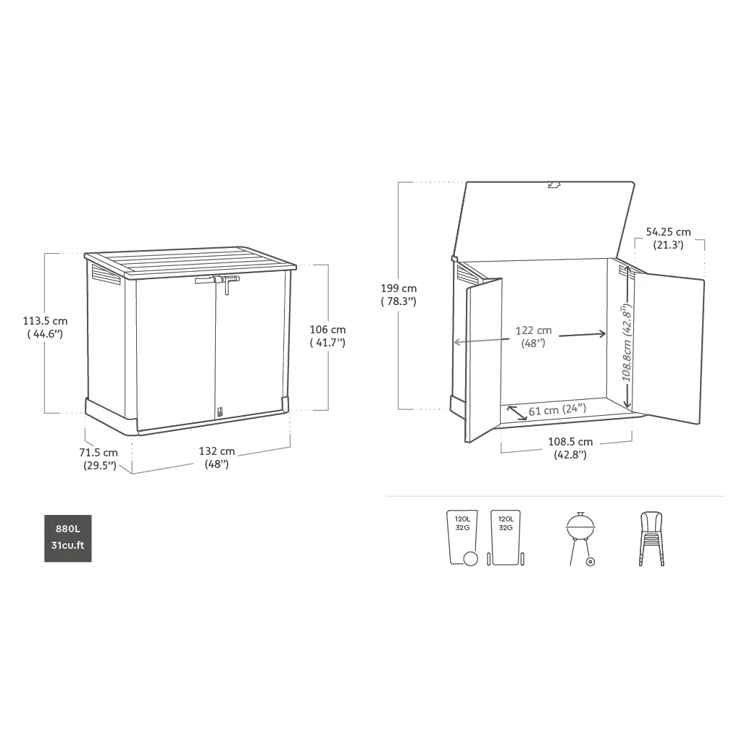 Keter Store It Out Nova 880L Storage Box (with pistons) – Dark Grey with Light Grey Lid