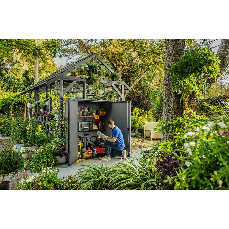 Keter 4×2 Cortina Alto Heavy Duty Vertical Plastic Garden Shed with Shelves